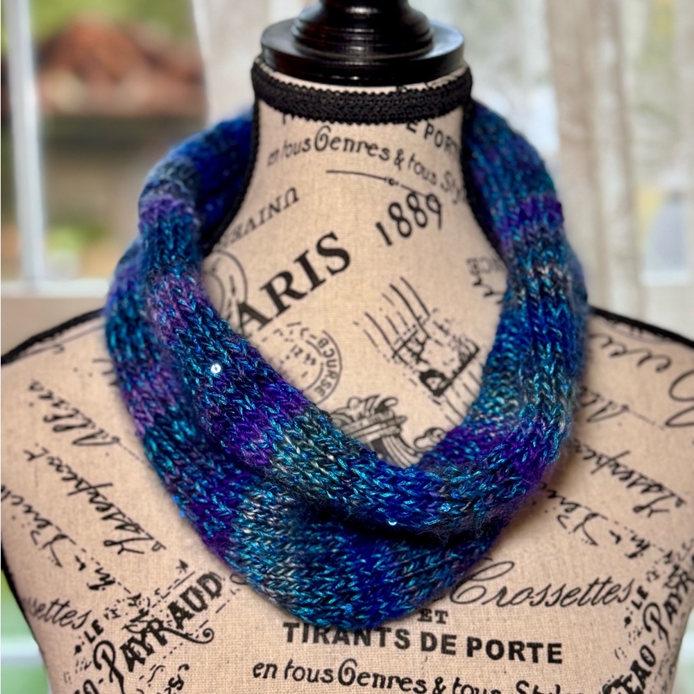 Hand Crafted Vibrant Blue and Purple Scarf